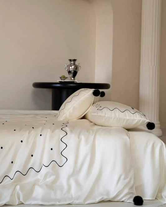 Elegant Retro Silky Smooth Cooling Tencel Lyocell Queen Size Duvet Cover Set