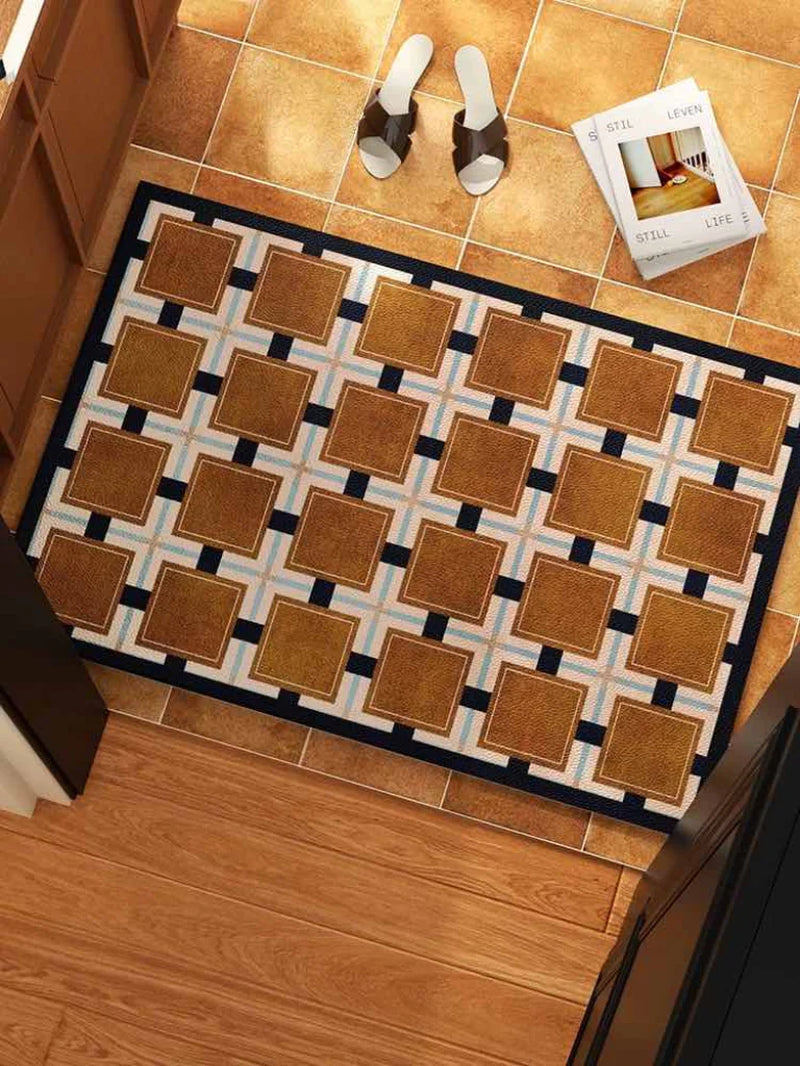 Retro Geometry Diatomite Bath Mat, Absorbent, Quick Drying & Anti-Slip