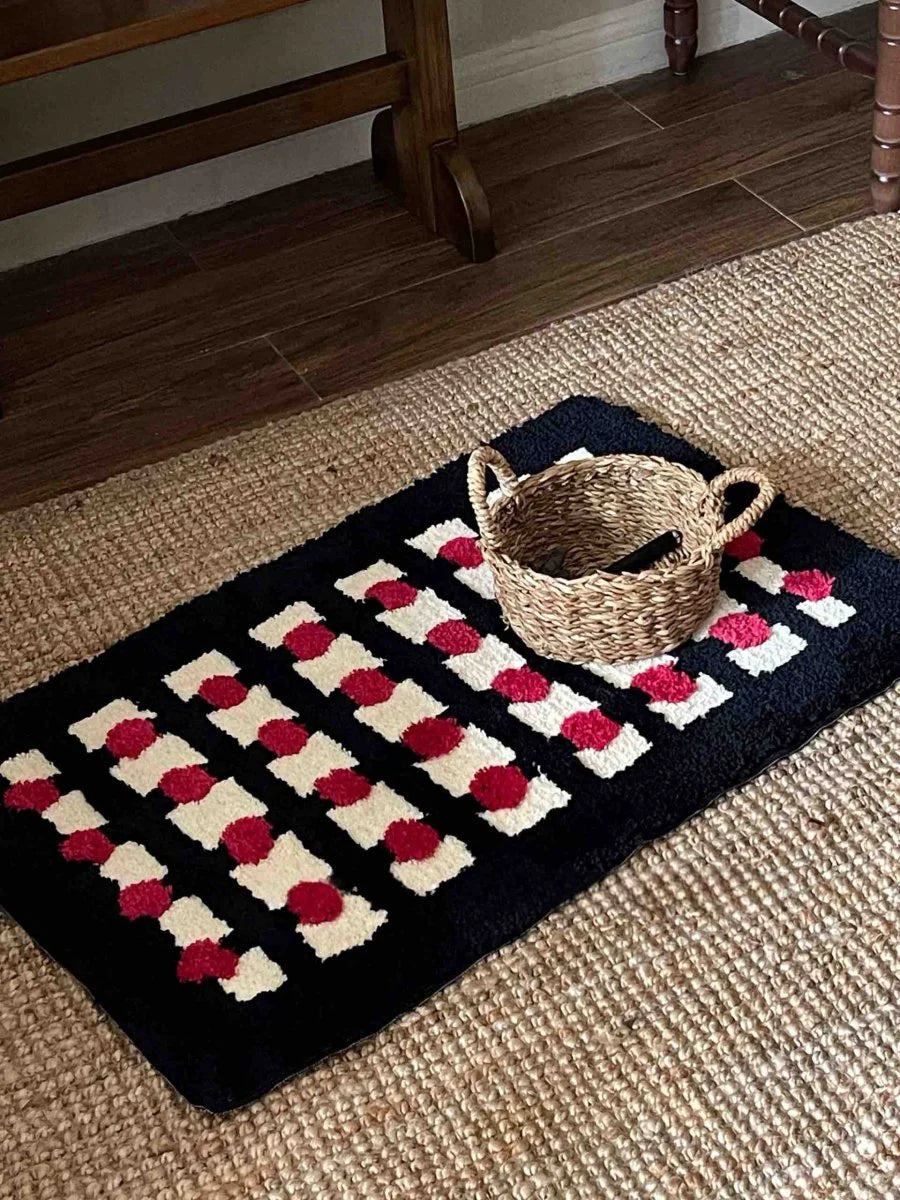 Retro Dotted Bath Rug, Ultra Soft, Absorbent & Anti-Slip