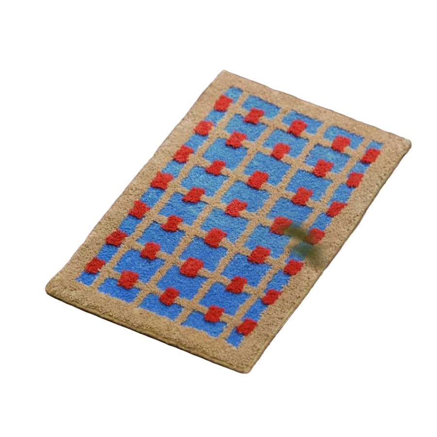 Ultra Soft Whimsical Dopamine Checker Bath Rug, Absorbent Mat