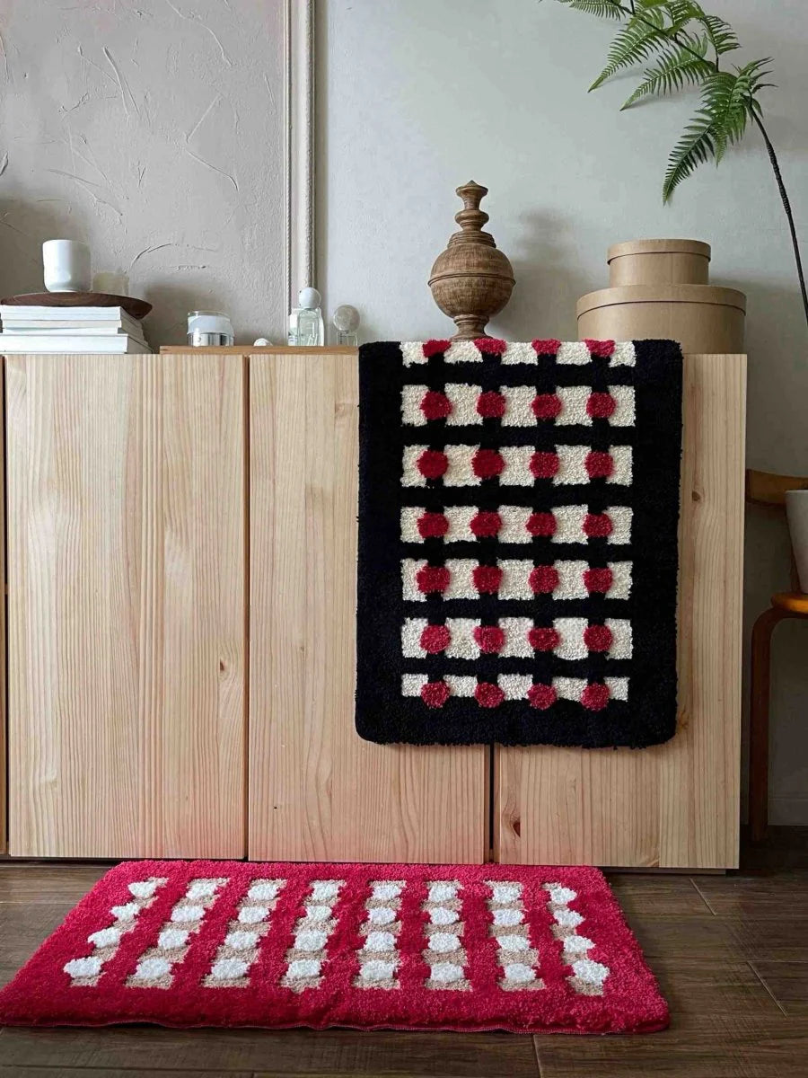 Retro Dotted Bath Rug, Ultra Soft, Absorbent & Anti-Slip