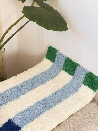 Ultra Soft Whimsical Dopamine Stripe Bath Rug, Absorbent Mat