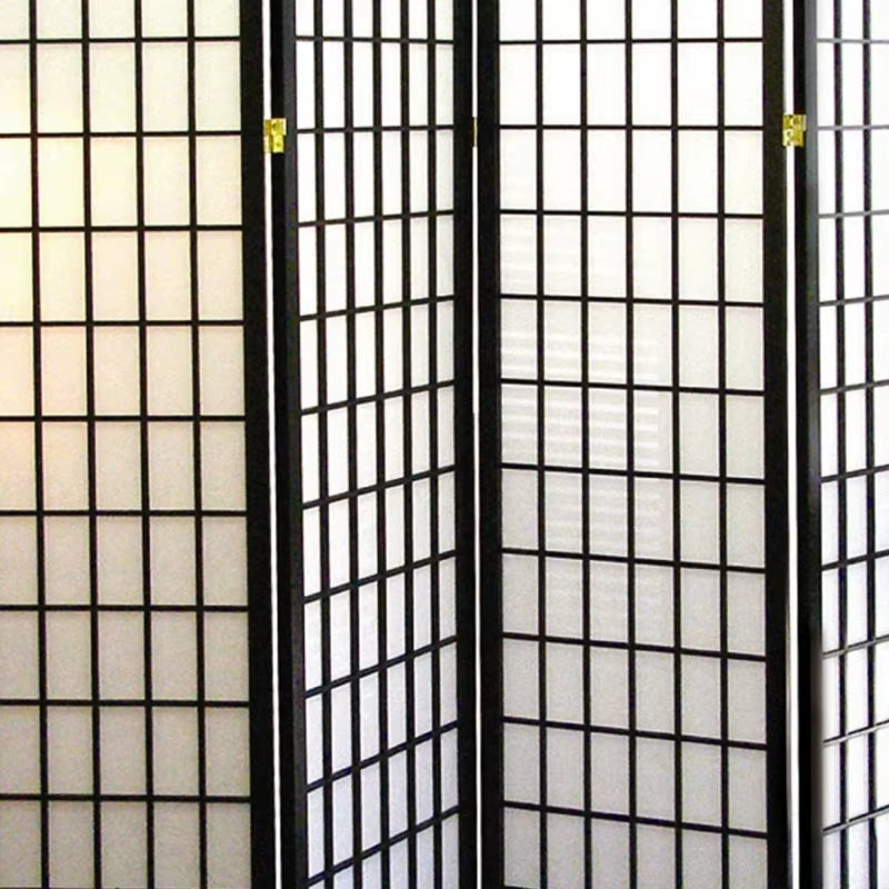 70 Tall 4-Panel Screen / Room Divider, Japanese Style with Black Finish