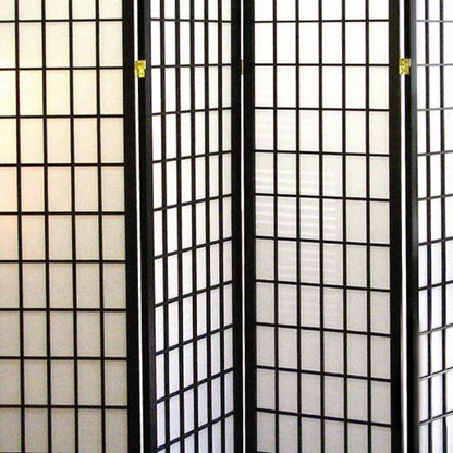 70 Tall 4-Panel Screen / Room Divider, Japanese Style with Black Finish