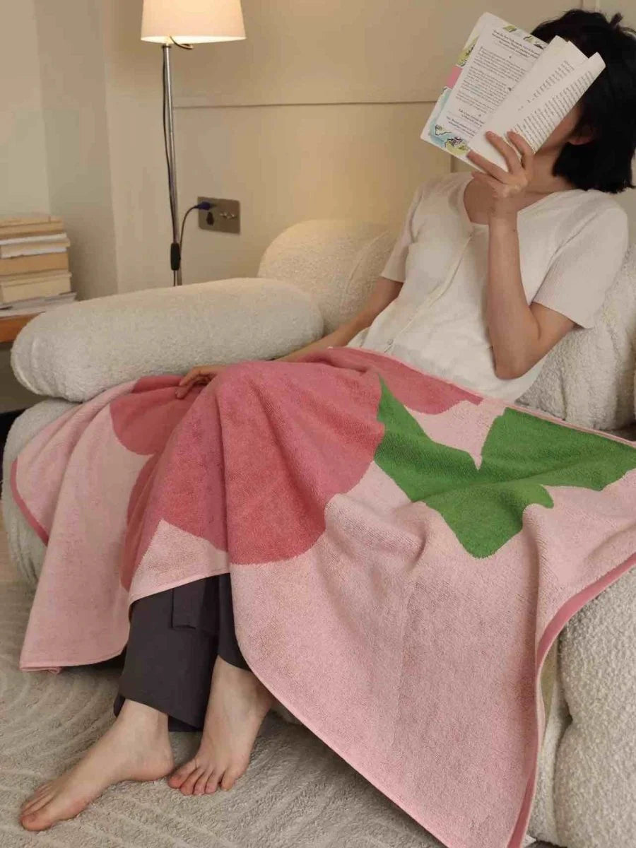 Cute Whimsical Floral Bath Towel - Soft, Absorbent, 100% Staple Cotton