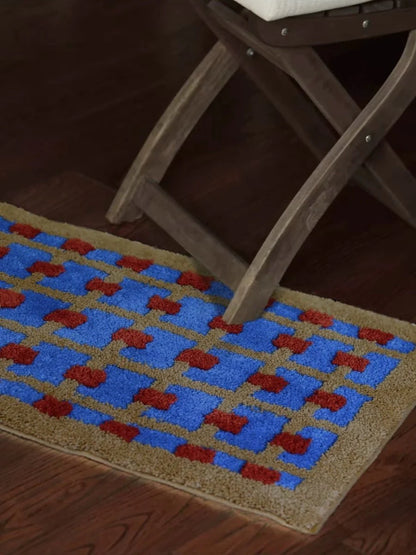 Ultra Soft Whimsical Dopamine Checker Bath Rug, Absorbent Mat