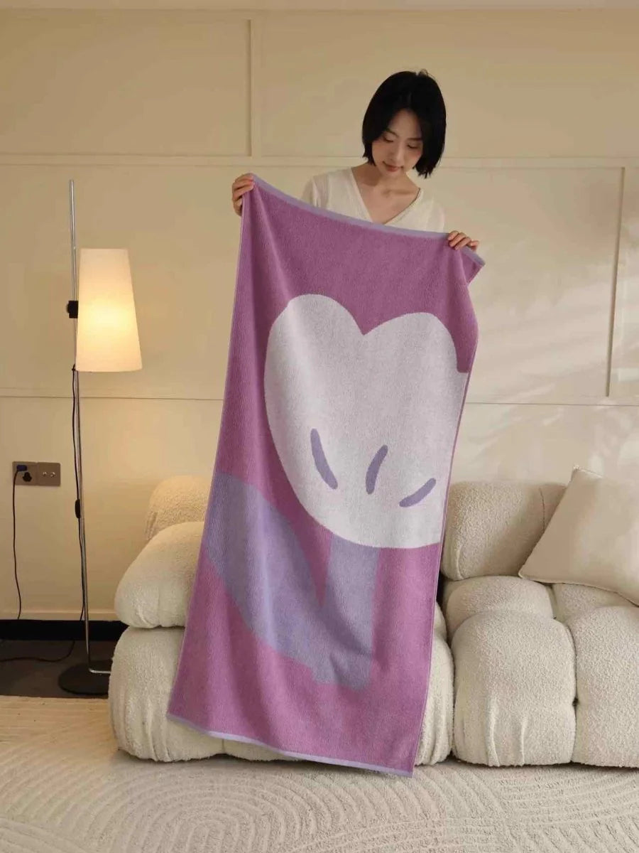 Cute Whimsical Floral Bath Towel - Soft, Absorbent, 100% Staple Cotton