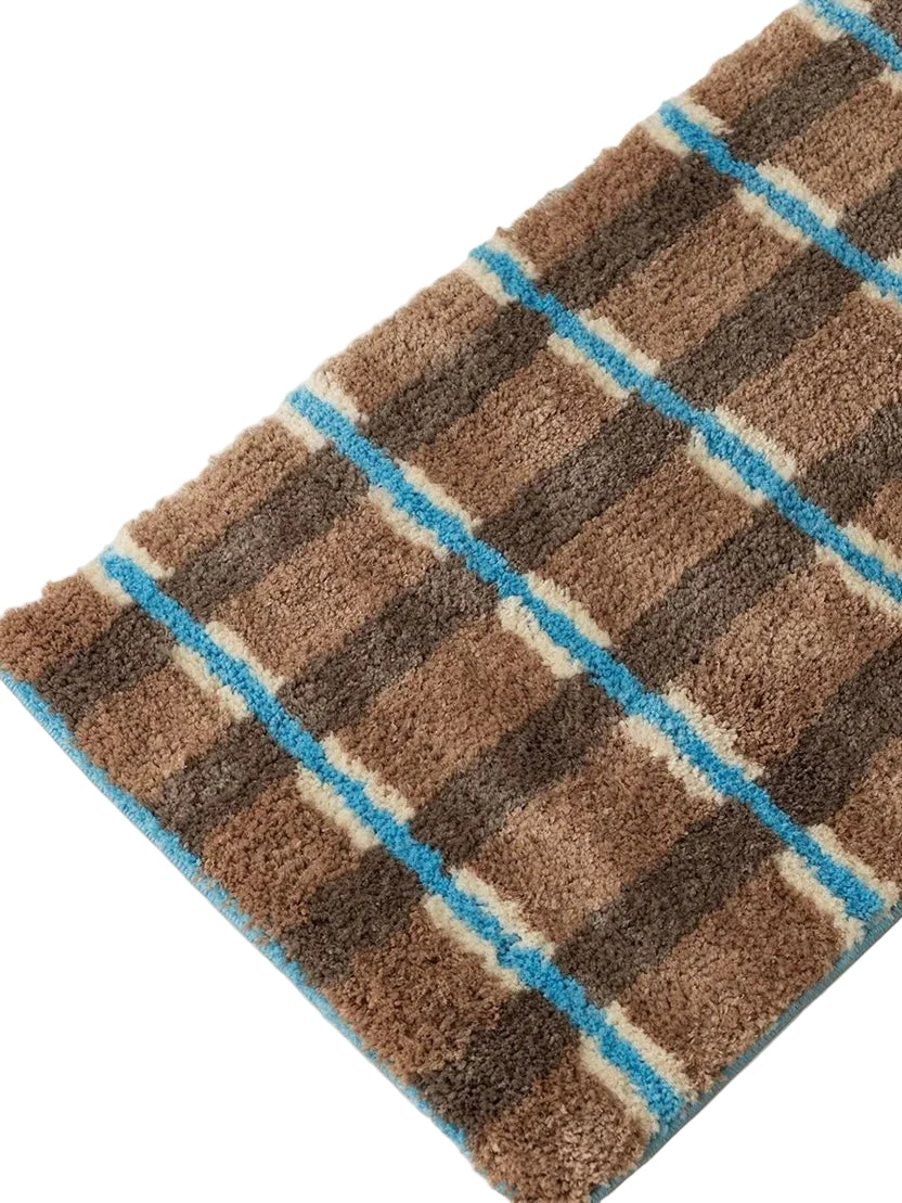 Ultra Soft Retro Earthy Tone Checker Bath Rug, Absorbent Mat