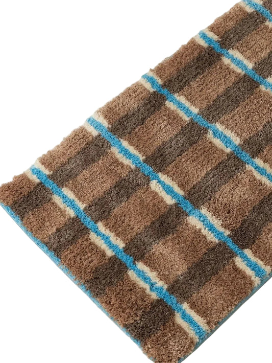 Ultra Soft Retro Earthy Tone Checker Bath Rug, Absorbent Mat