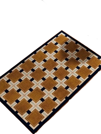 Retro Geometry Diatomite Bath Mat, Absorbent, Quick Drying & Anti-Slip