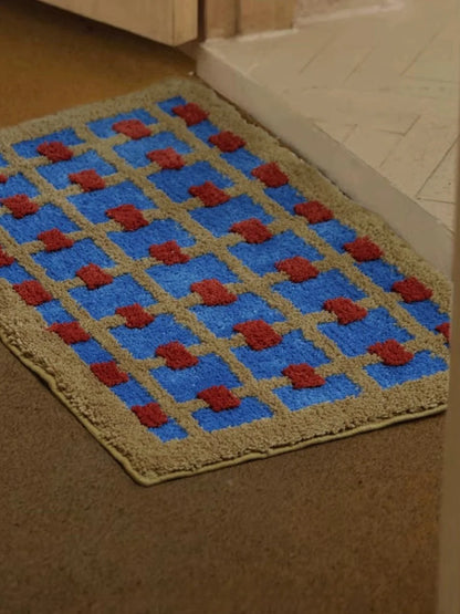 Ultra Soft Whimsical Dopamine Checker Bath Rug, Absorbent Mat