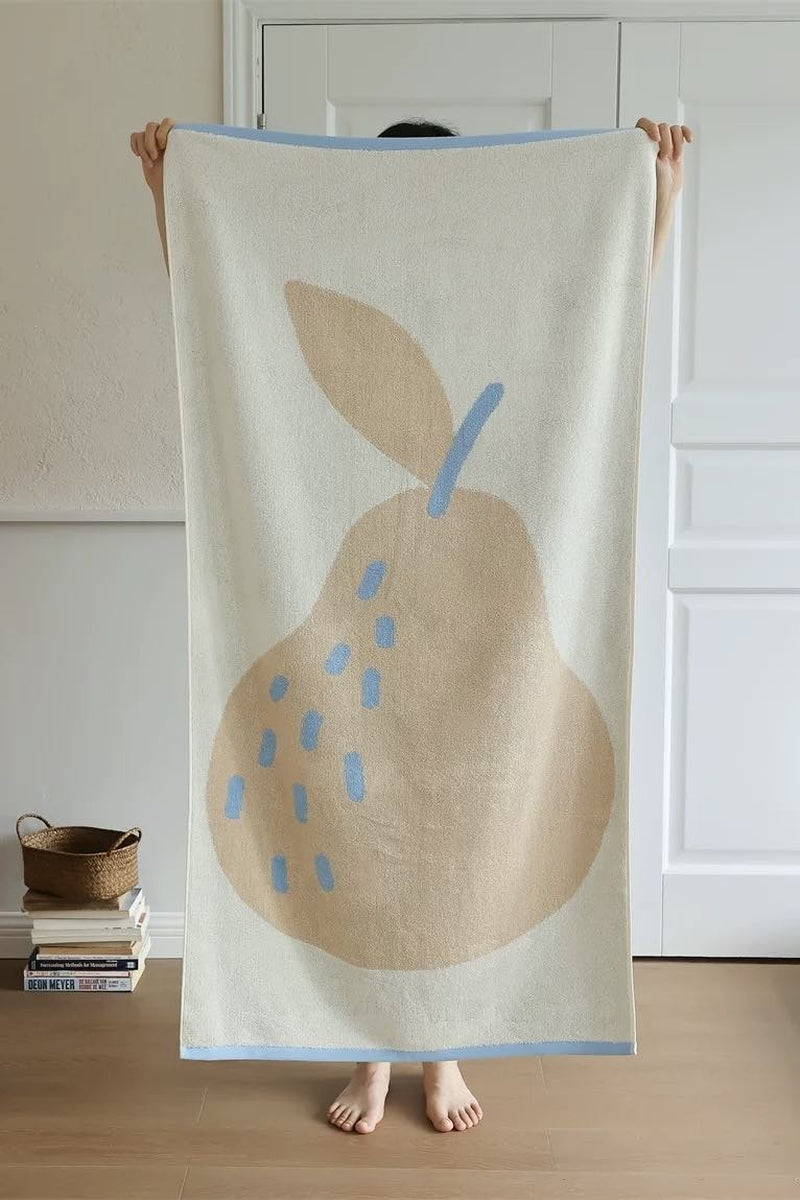 Cute Whimsical Pear Bath Towel - Ultra Soft, Absorbent, 100% Staple Cotton