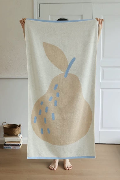 Cute Whimsical Pear Bath Towel - Ultra Soft, Absorbent, 100% Staple Cotton
